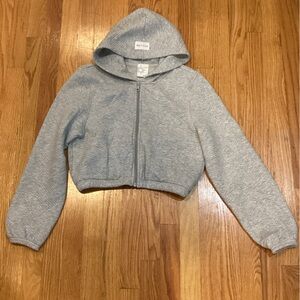 Gray Cropped quilted women’s hoodie and matching skort